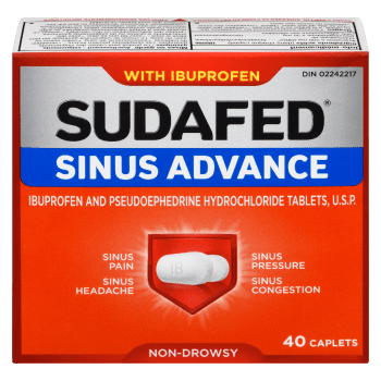 Sudafed Sinus Advance with Ibuprofen 40 Caplets