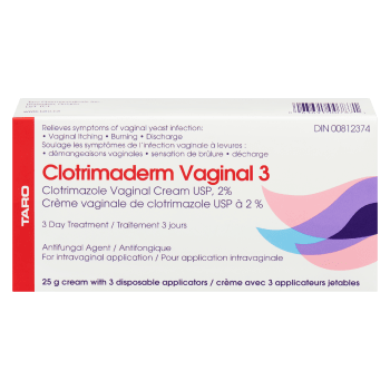 Taro Clotrimaderm Clotrimazole Vaginal Cream USP, 2% Vaginal 3 25 g