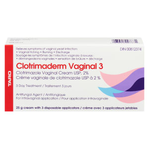 Taro Clotrimaderm Clotrimazole Vaginal Cream USP,  2% Vaginal 3 25 g