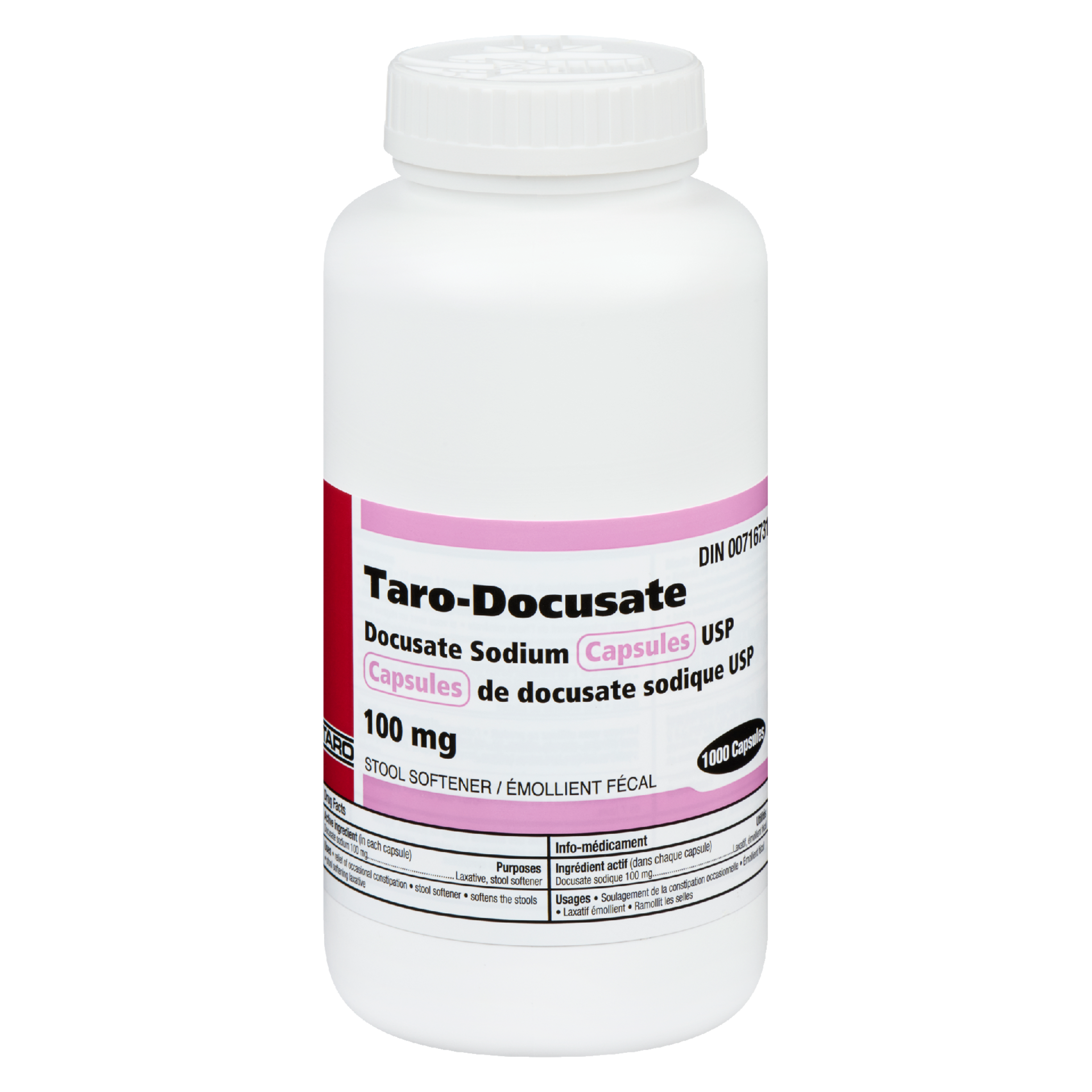Taro-Docusate Sodium Capsules USP Stool Softener 100 mg 1000 Capsules