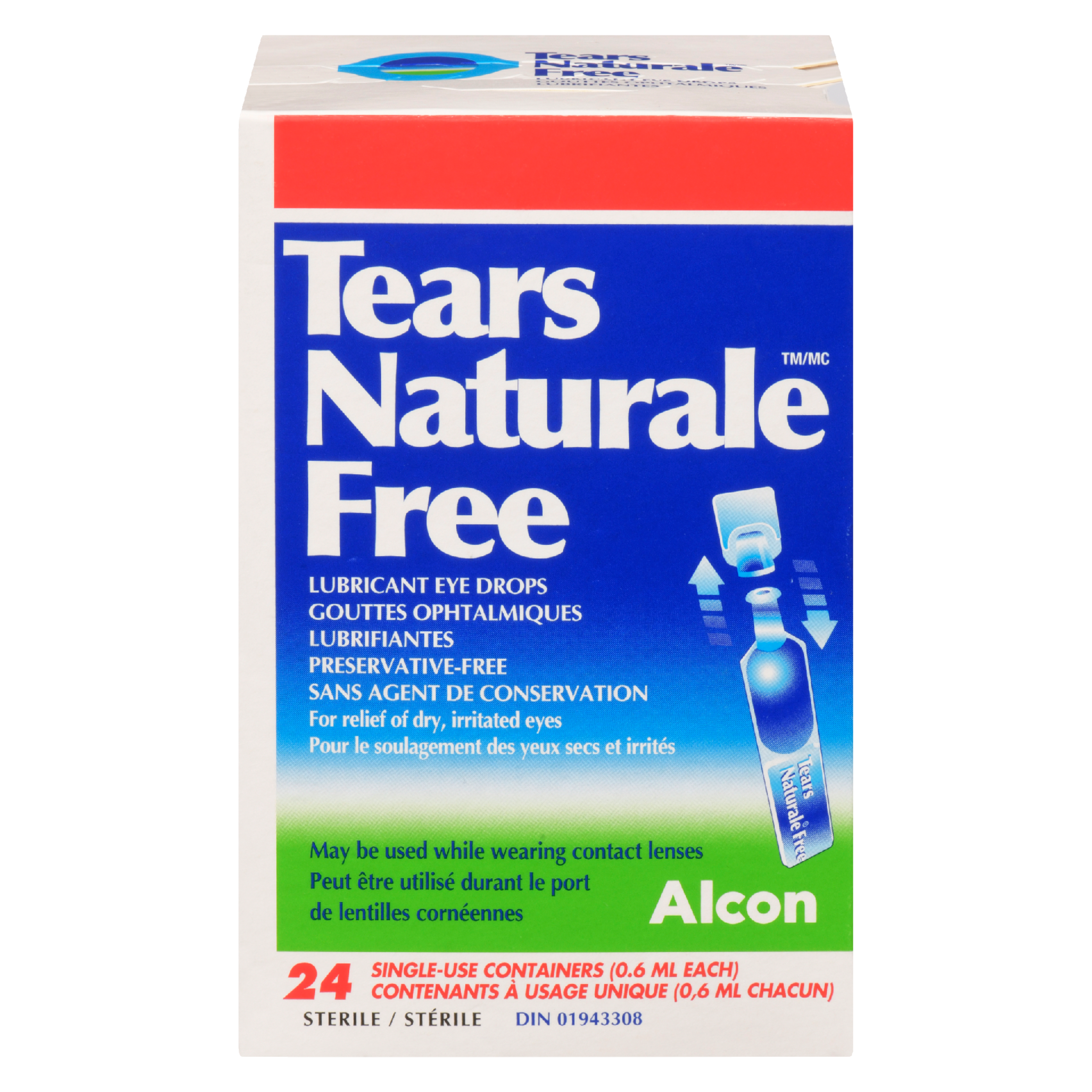 Tears Naturale Free Lubricant Eye Drops 24 Single-Use Containers x 0.6 ml