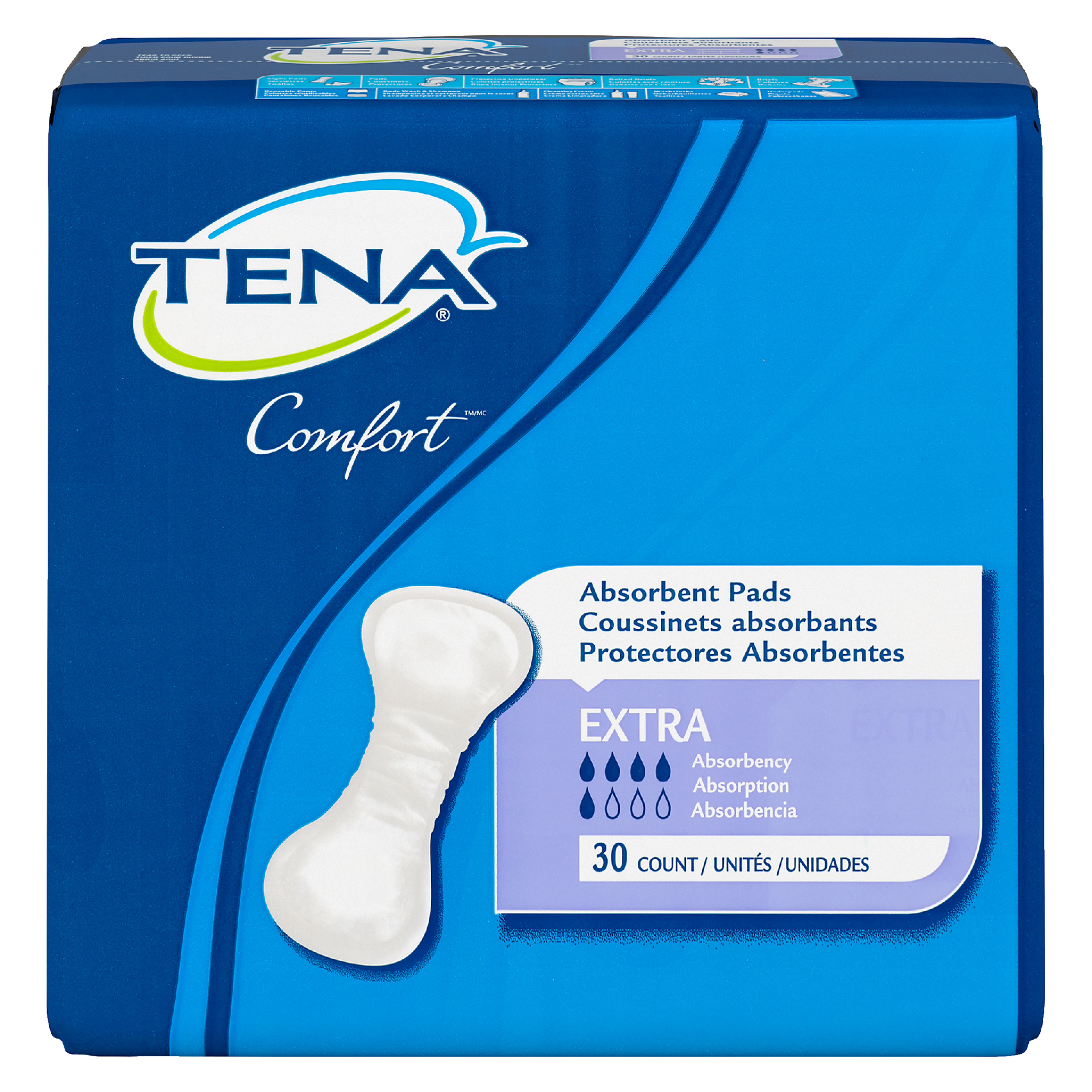 TENA Comfort Absorbent Pads Extra Absorbency 30 Count