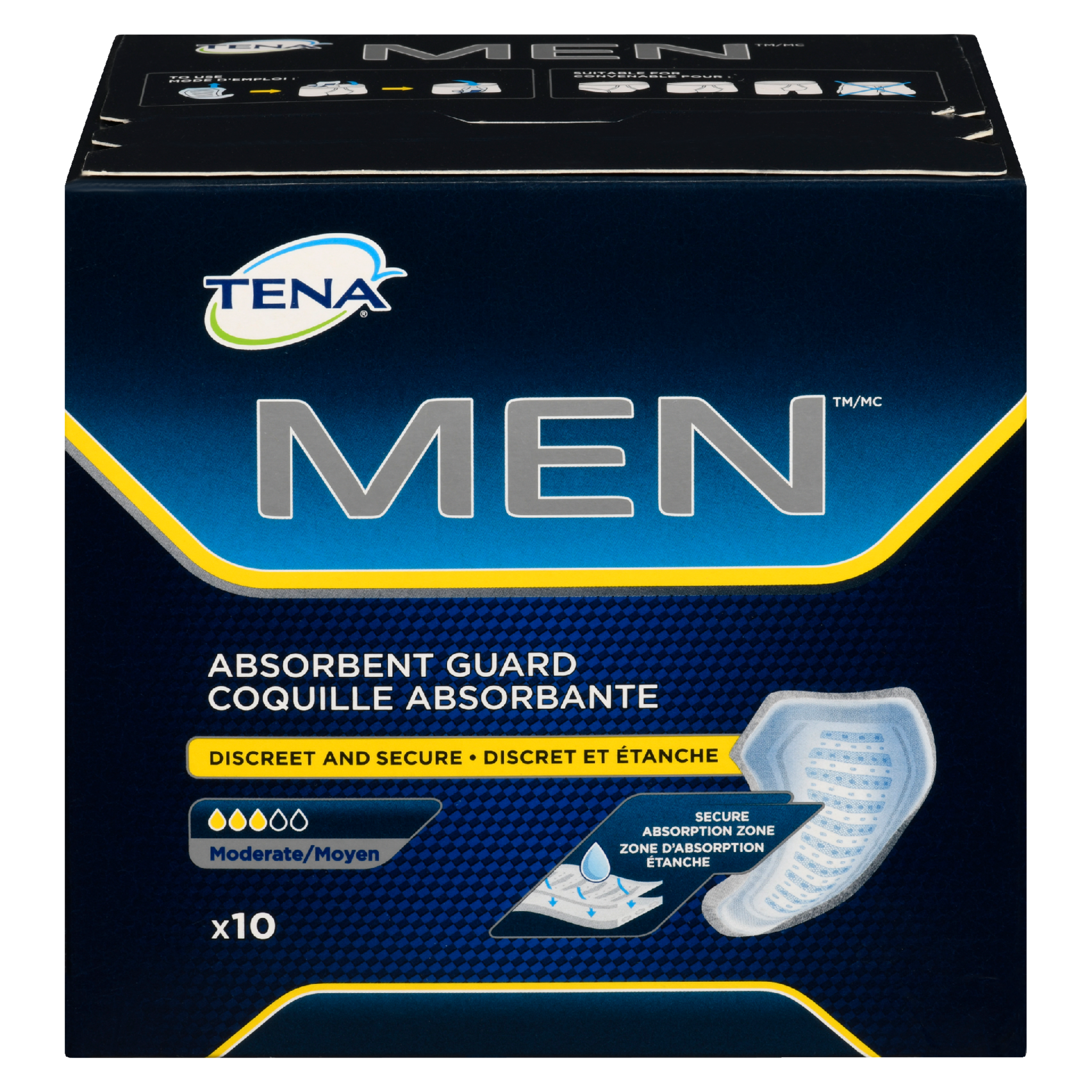 TENA Men Absorbent Guards Moderate 10 Ct