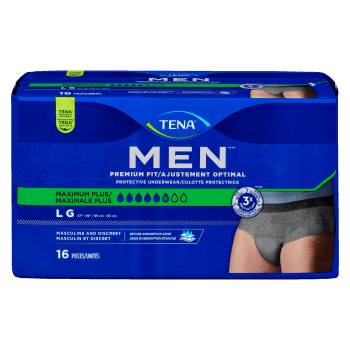 TENA Men Premium Fit Protective Underwear Maximum Plus L 16 Pieces