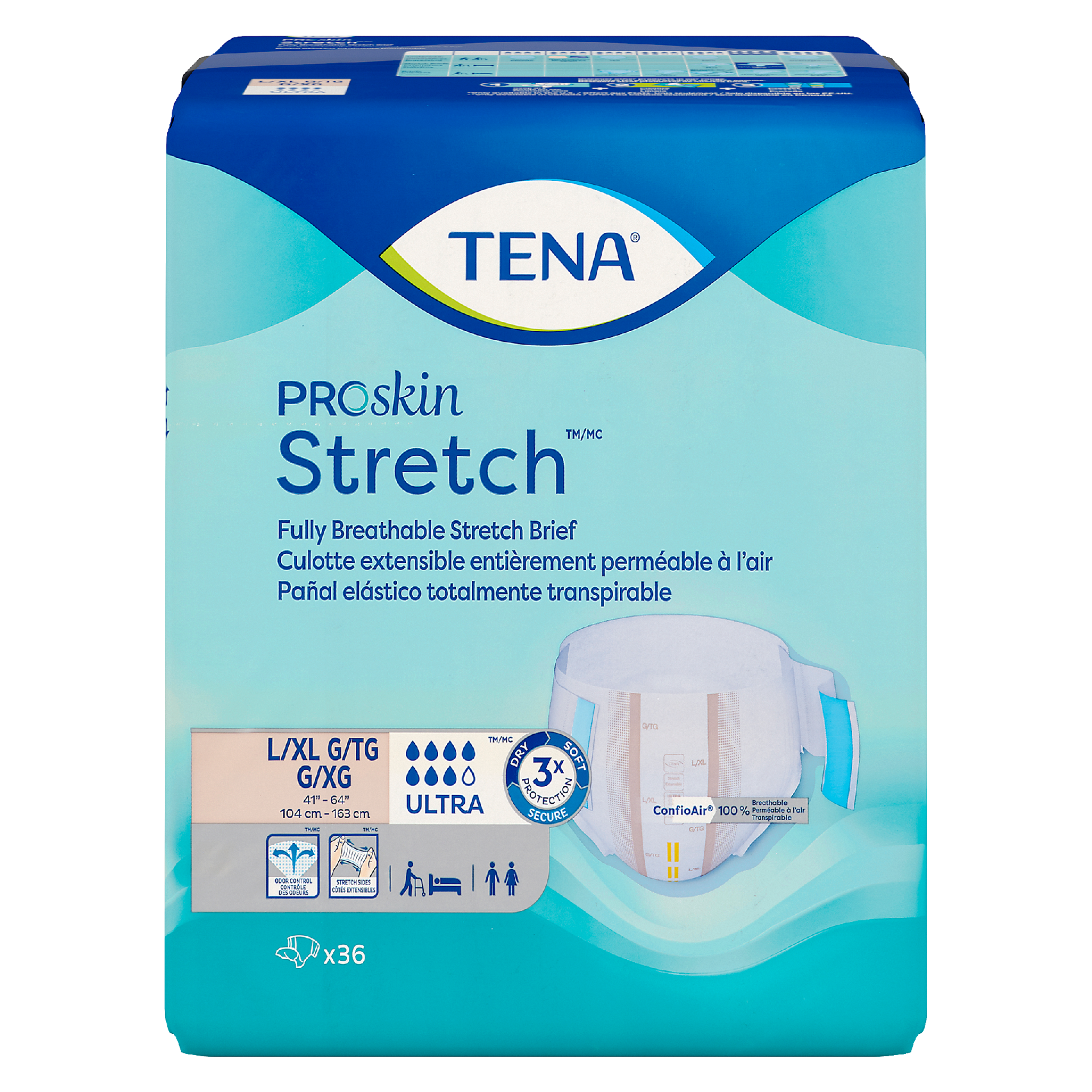 TENA Proskin Stretch Fully Breathable Stretch Brief L/XL Ultra