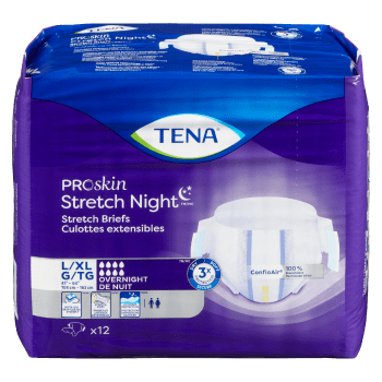 TENA ProSkin Stretch Night Stretch Briefs Overnight Absorbency L/XL 12 Ct