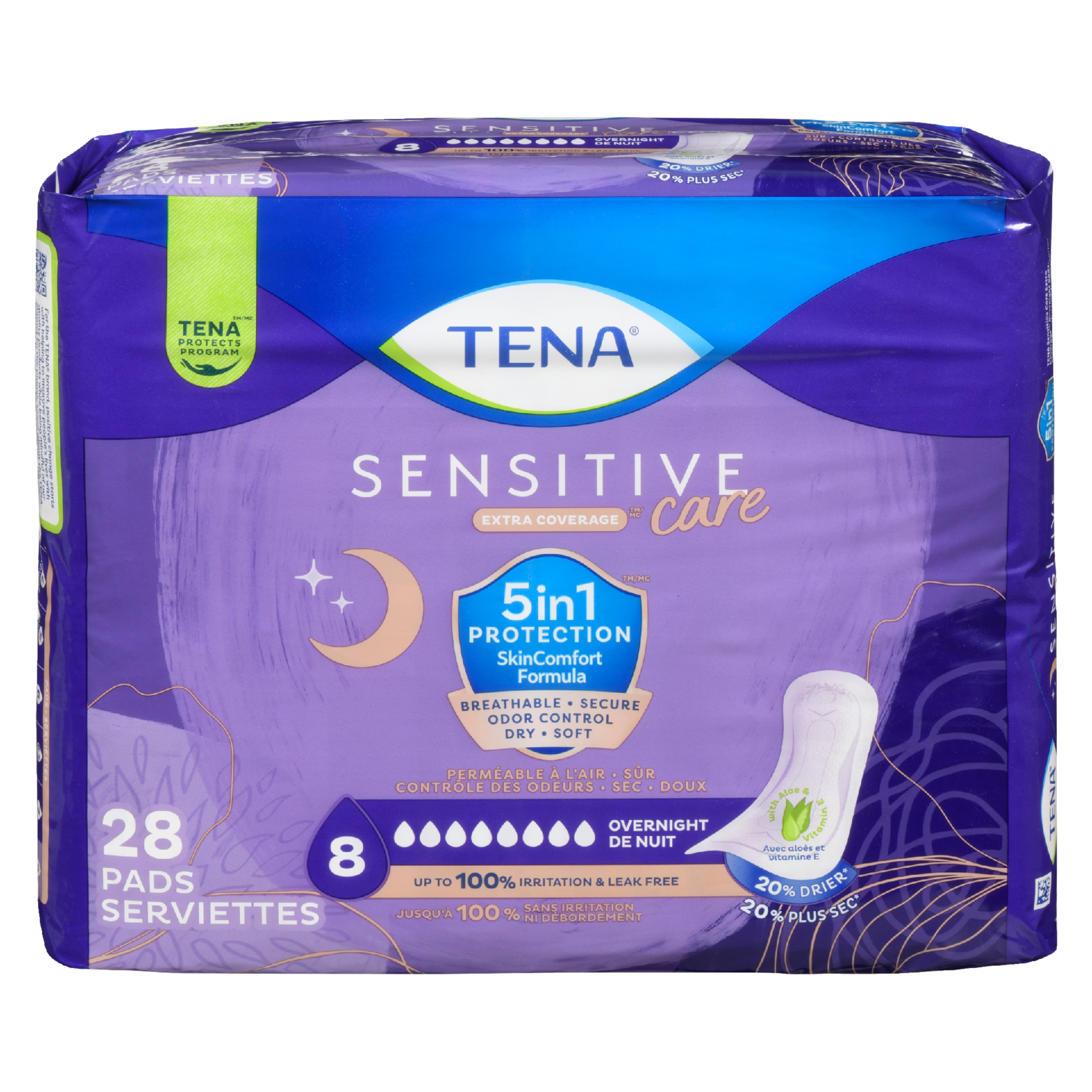 TENA Sensitive Care Extra Coverage Overnight 28 Pads