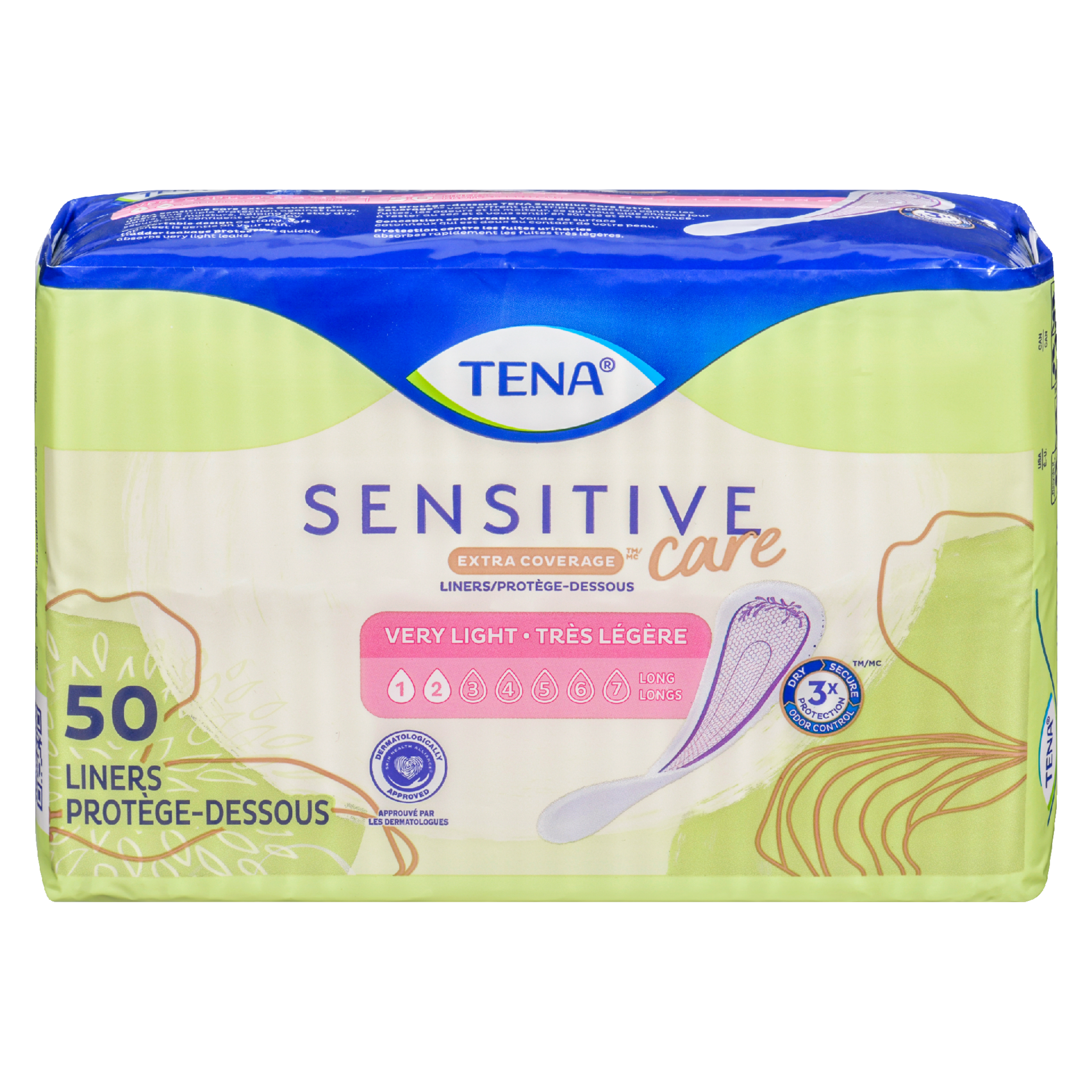 TENA Sensitive Care Extra Coverage Very Light Long 50 Liners