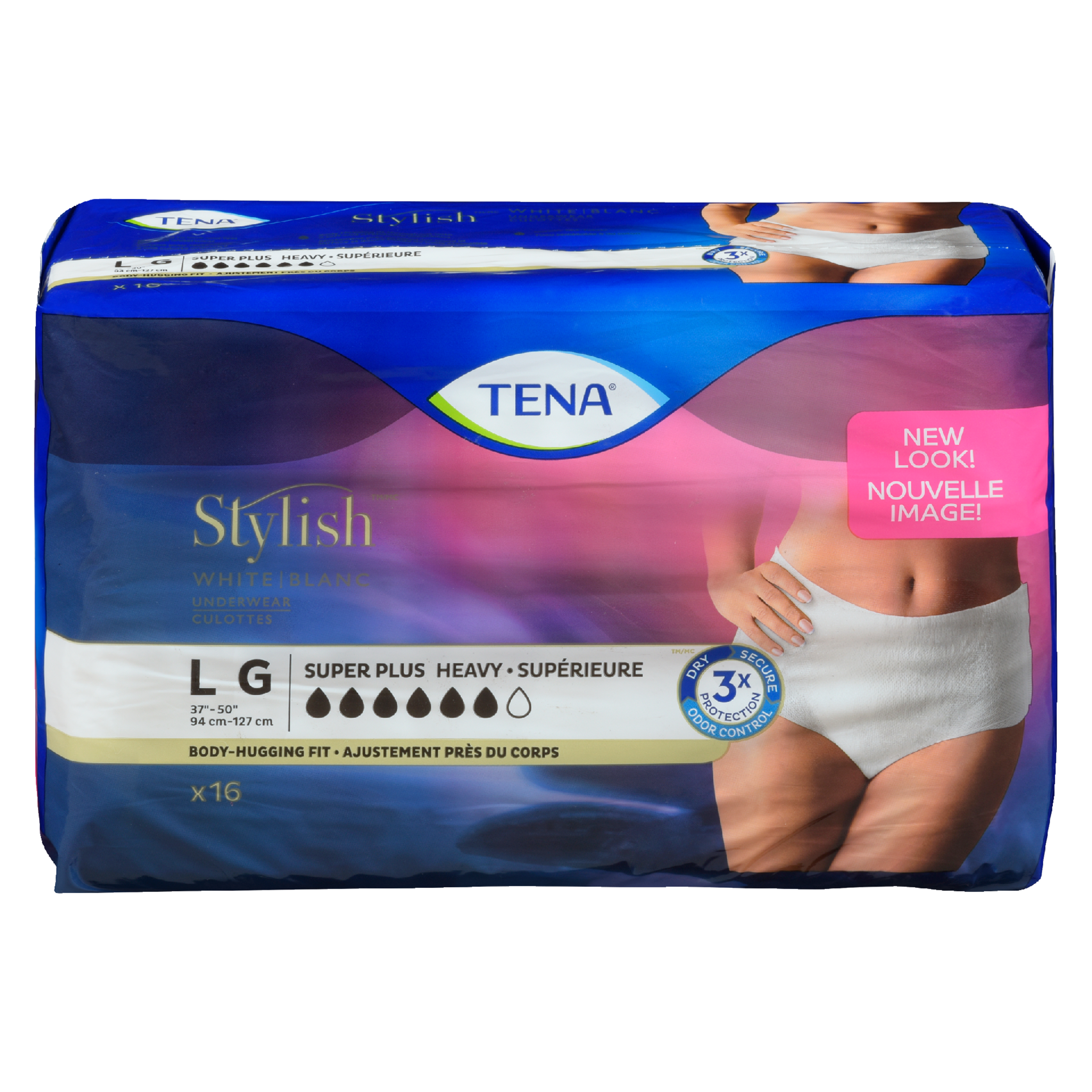 TENA Stylish Underwear White Super Plus Heavy Absorbency L 16 Ct