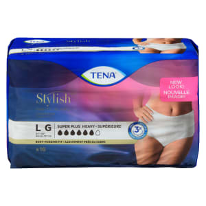 TENA Stylish Underwear White Super Plus Heavy Absorbency L 16 Ct