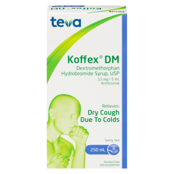 Teva Dextromethorphan Hydrobromide Syrup, USP Koffex DM 15 mg / 4 ml Antitussive 250 ml