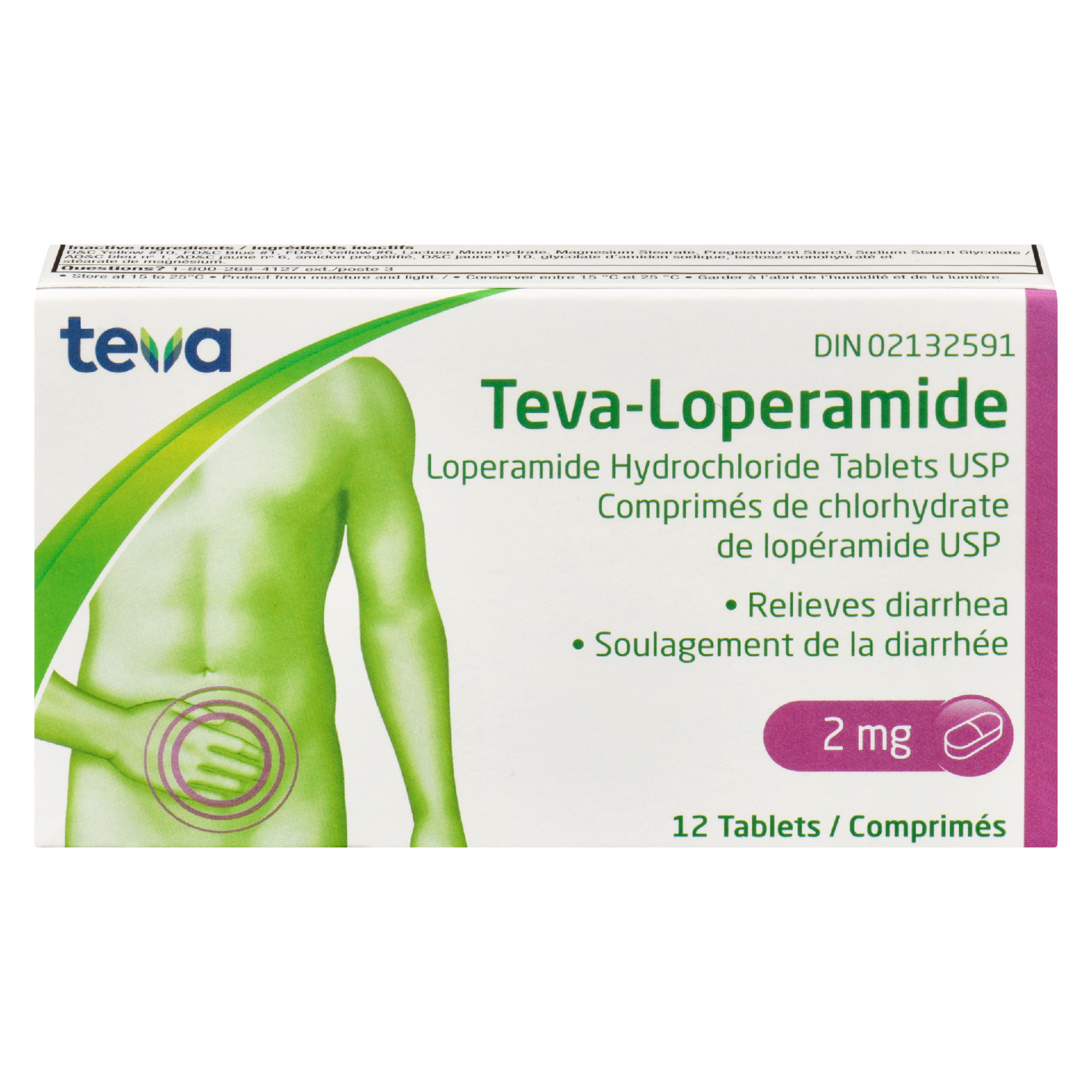 Teva Teva-Loperamide Loperamide Hydrochloride Tablets USP 2 mg 12 Tablets