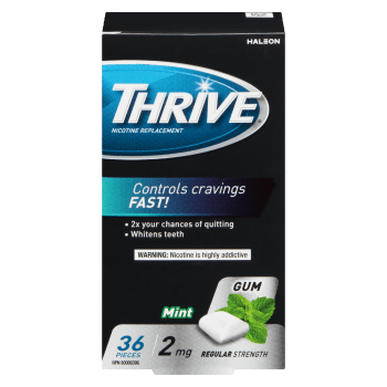 THRIVE Nicotine Replacement Gum Mint 2 mg Regular Strength 36 Pieces