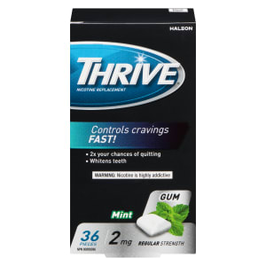 THRIVE Nicotine Replacement Gum Mint 2 mg Regular Strength 36 Pieces