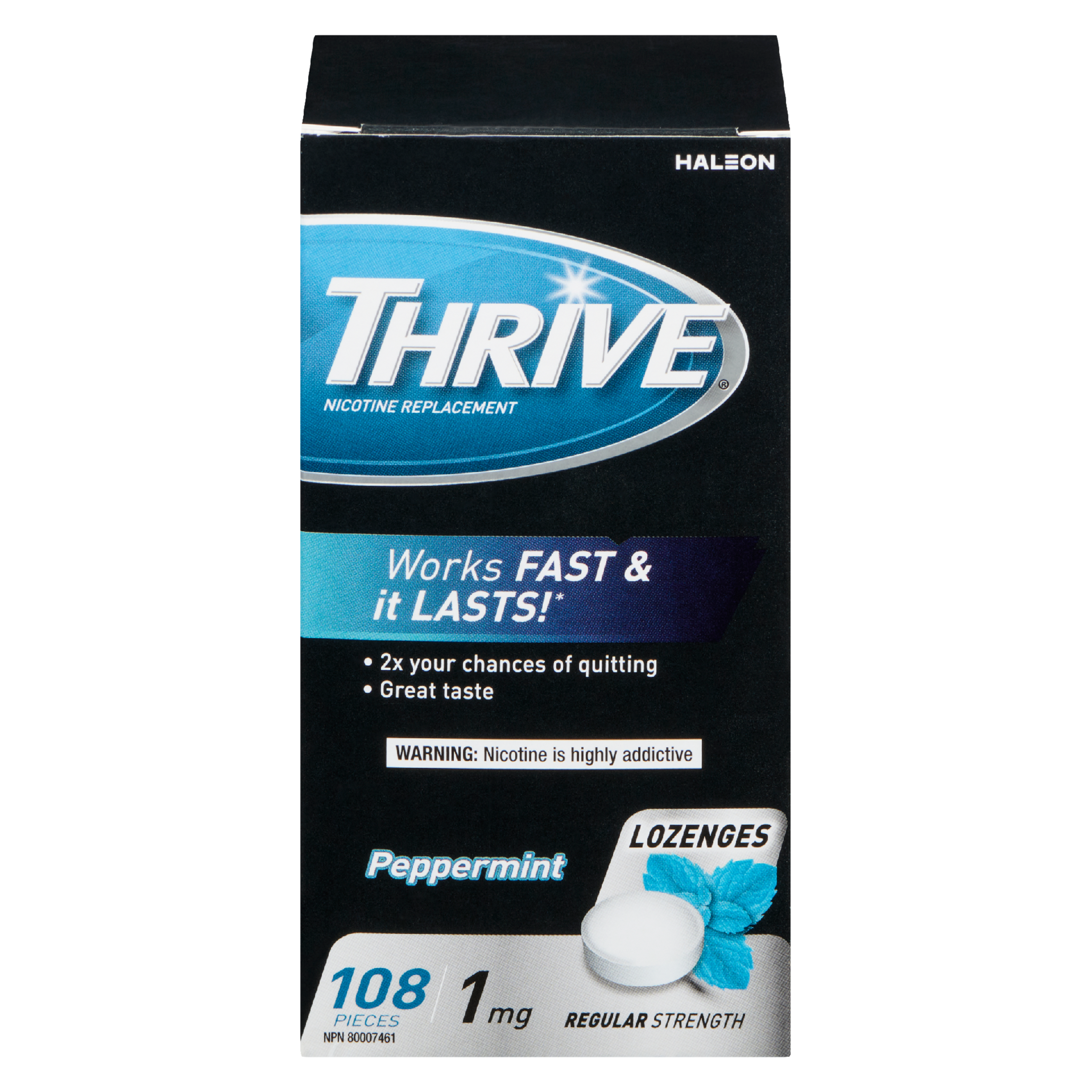 THRIVE Nicotine Replacement Lozenges Peppermint 1 mg Regular Strength 108 Pieces