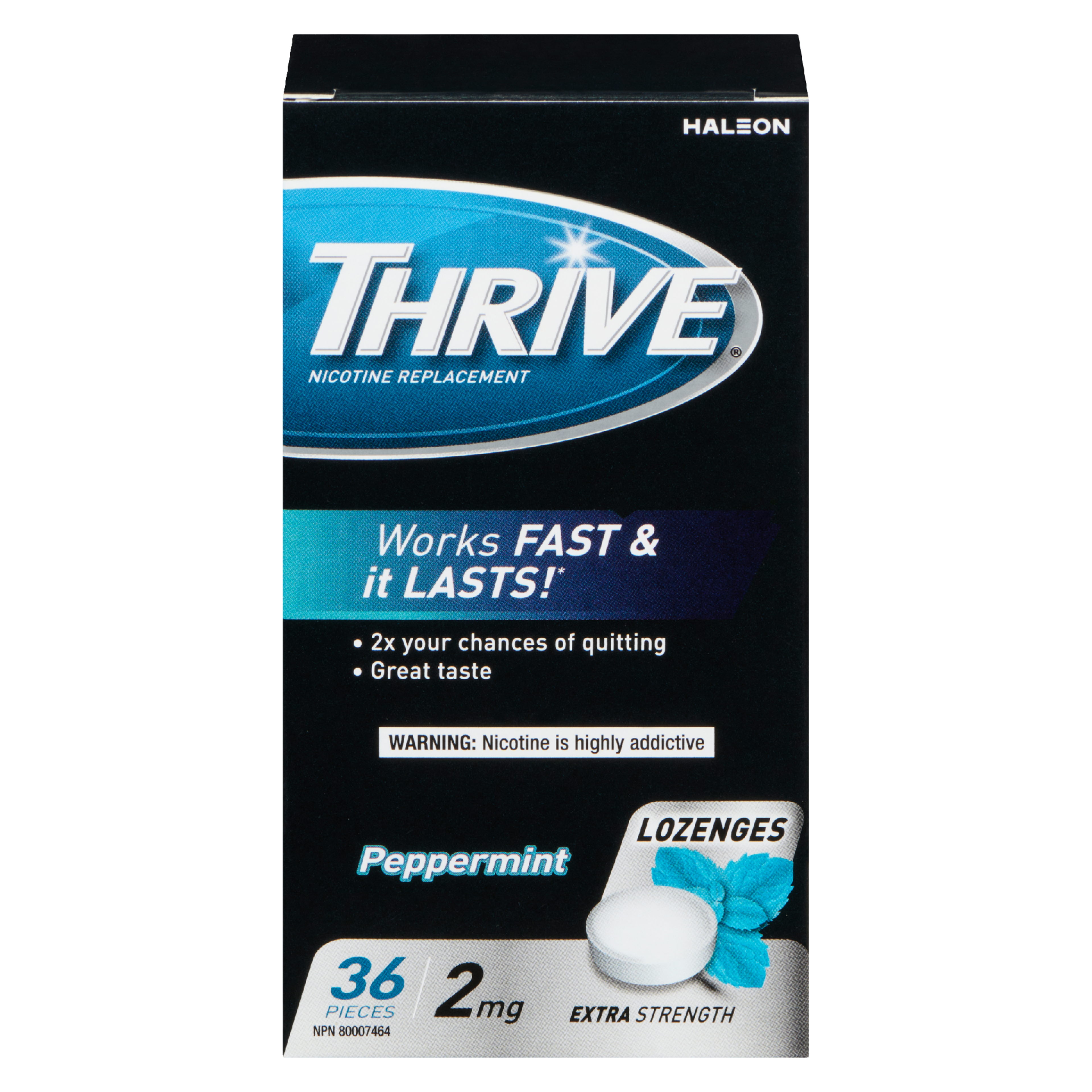 THRIVE Nicotine Replacement Lozenges Peppermint 2 mg Extra Strength 36 Pieces