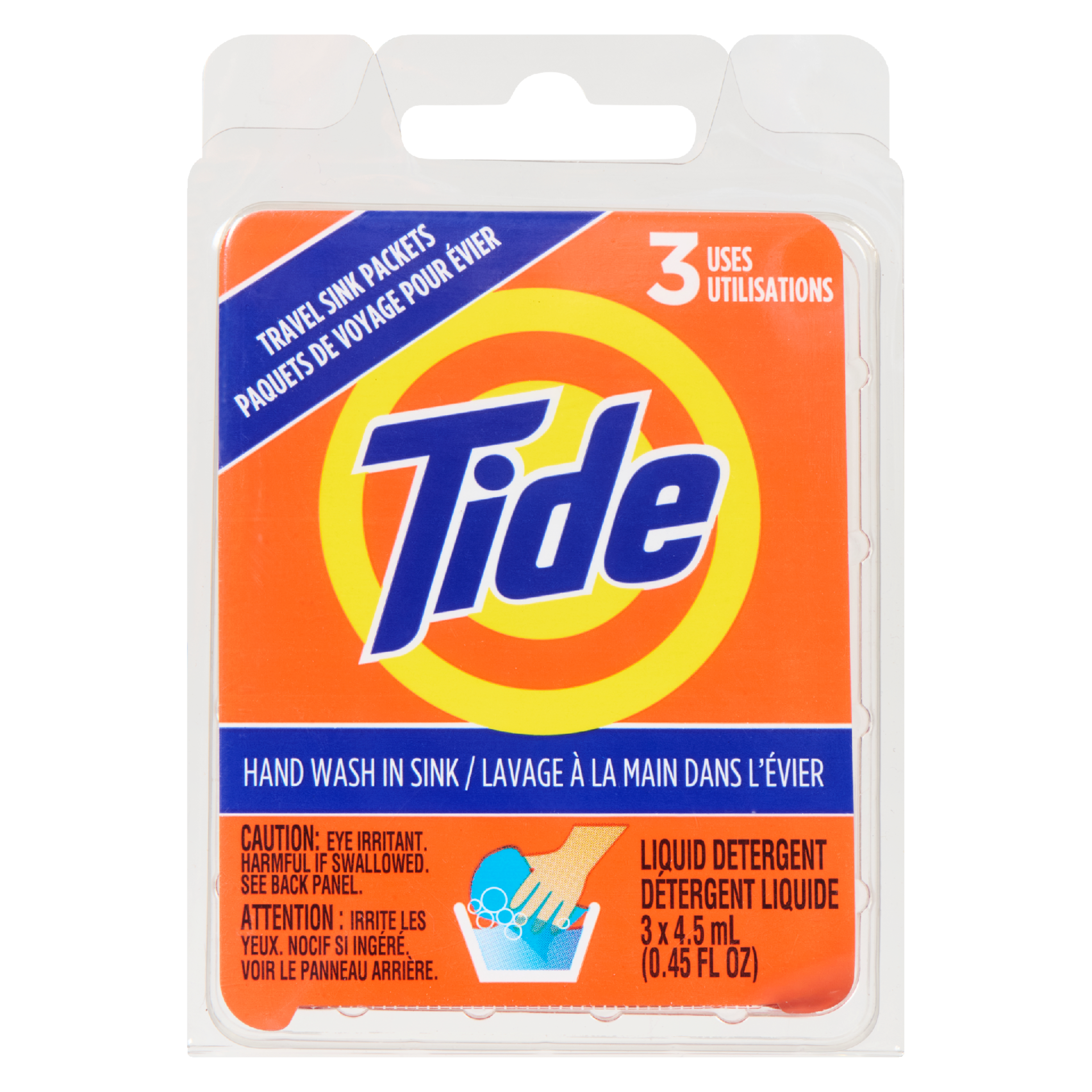 Tide Liquid Detergent Travel Sink Packets 3 x 4.5 ml