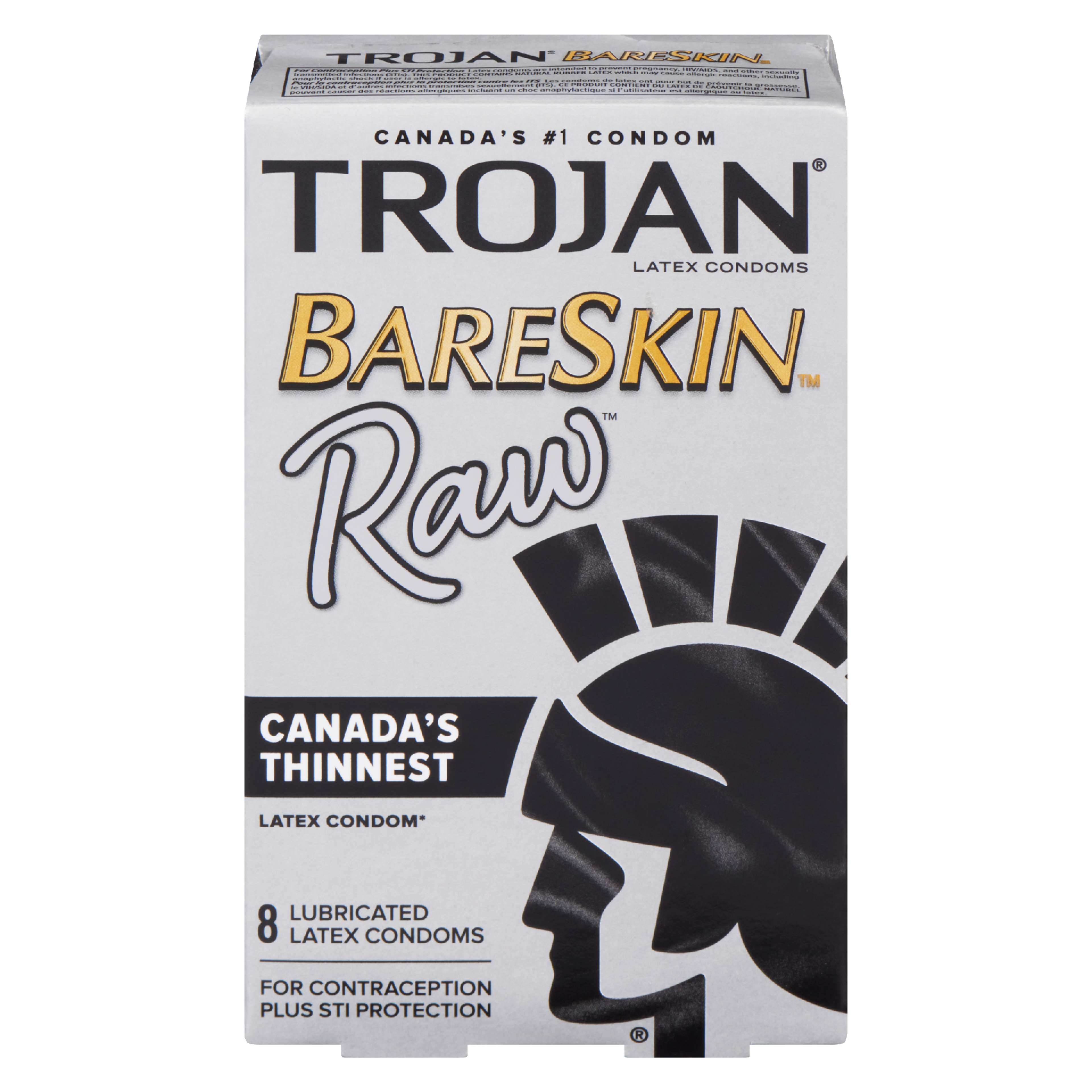 Trojan BareSkin Raw Latex Condoms 8 Lubricated Latex Condoms
