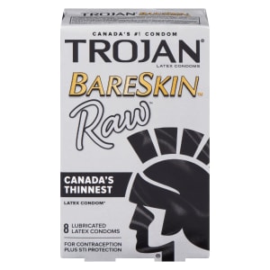Trojan BareSkin Raw Latex Condoms 8 Lubricated Latex Condoms