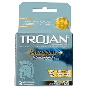 Trojan BareSkin Sensitivity 3 Premium Lubricant Latex Condoms