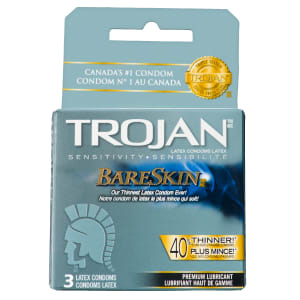 Trojan BareSkin Sensitivity 3 Premium Lubricant Latex Condoms