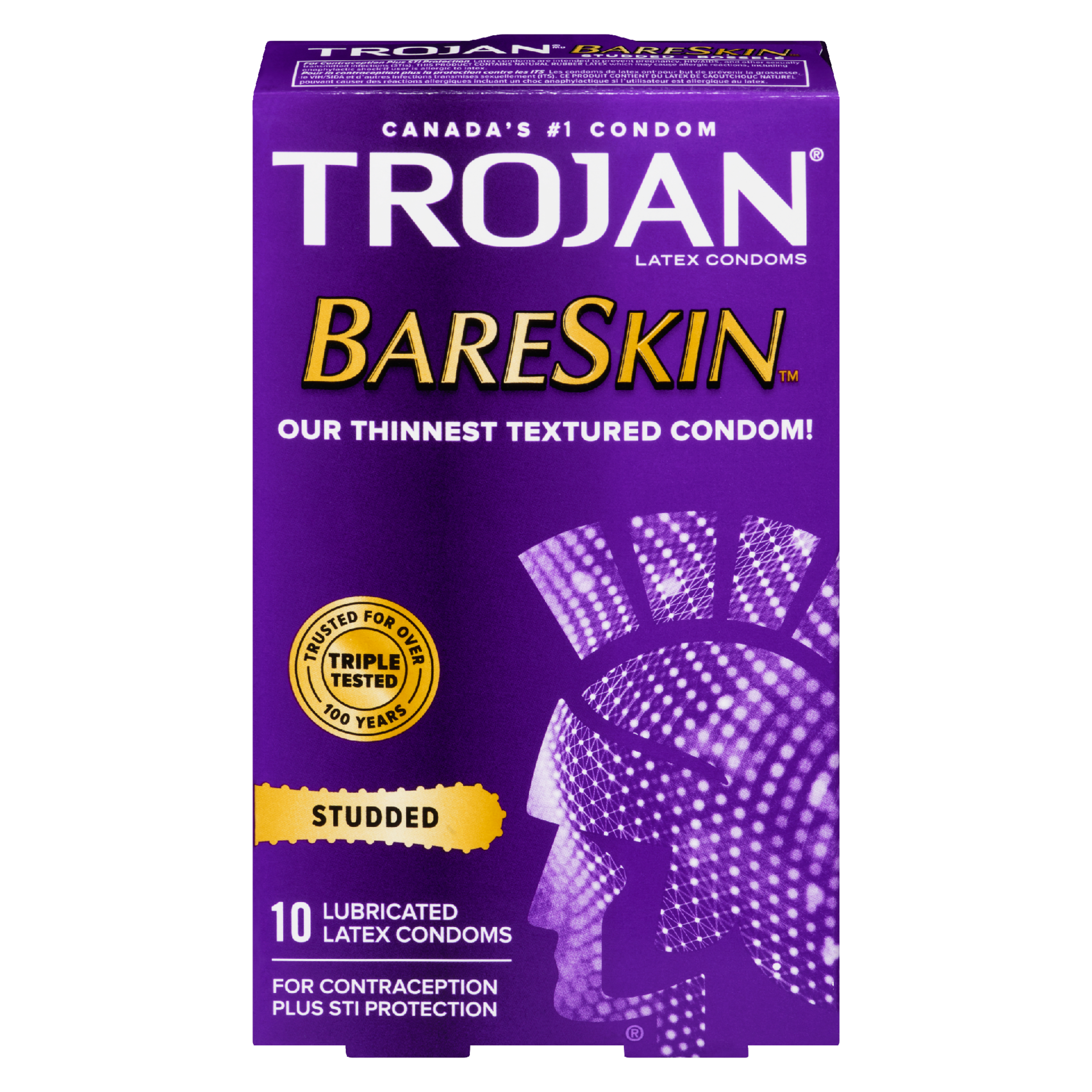 Trojan BareSkin Studded 10 Lubricated Latex Condoms