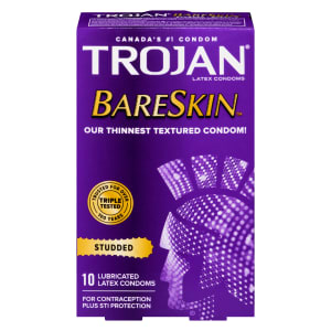 Trojan BareSkin Studded 10 Lubricated Latex Condoms