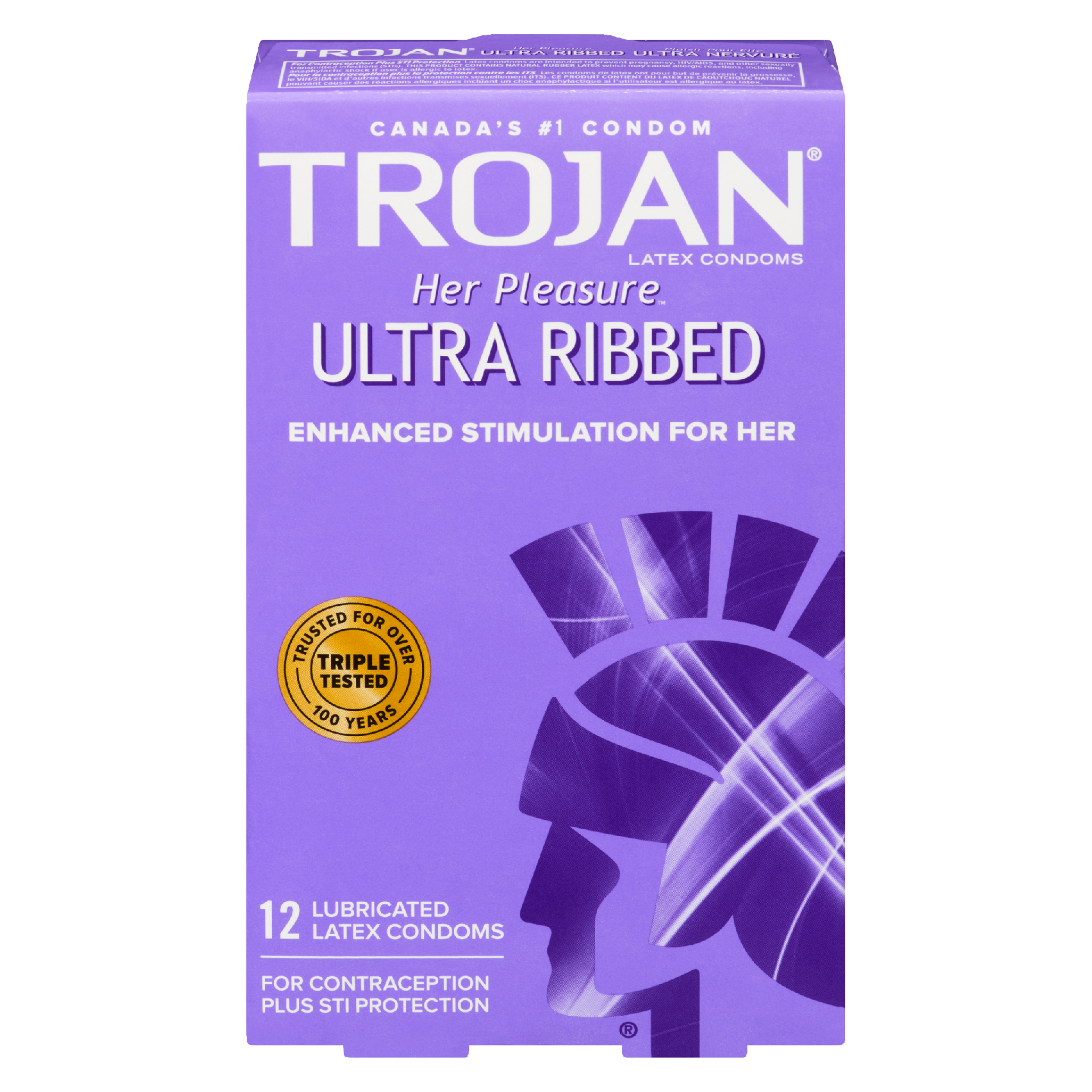 Trojan Her Pleasure Ultra Ribbed 12 Lubricated Latex Condoms