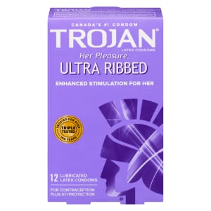 Trojan Her Pleasure Ultra Ribbed 12 Lubricated Latex Condoms