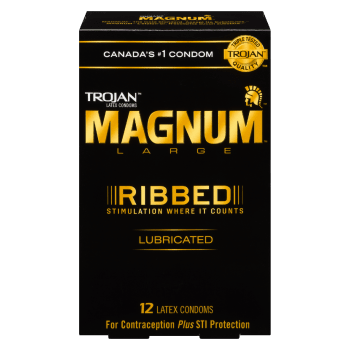 Trojan Magnum Latex Condoms Large Ribbed 12 Latex Condoms
