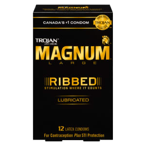 Trojan Magnum Latex Condoms Large Ribbed 12 Latex Condoms