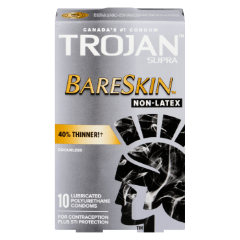 Trojan Supra Bareskin 10 Lubricated Polyurethane Condoms Non-Latex