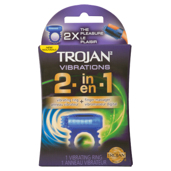 Trojan Vibrations 2-in-1 Vibrating Ring + Finger Massager