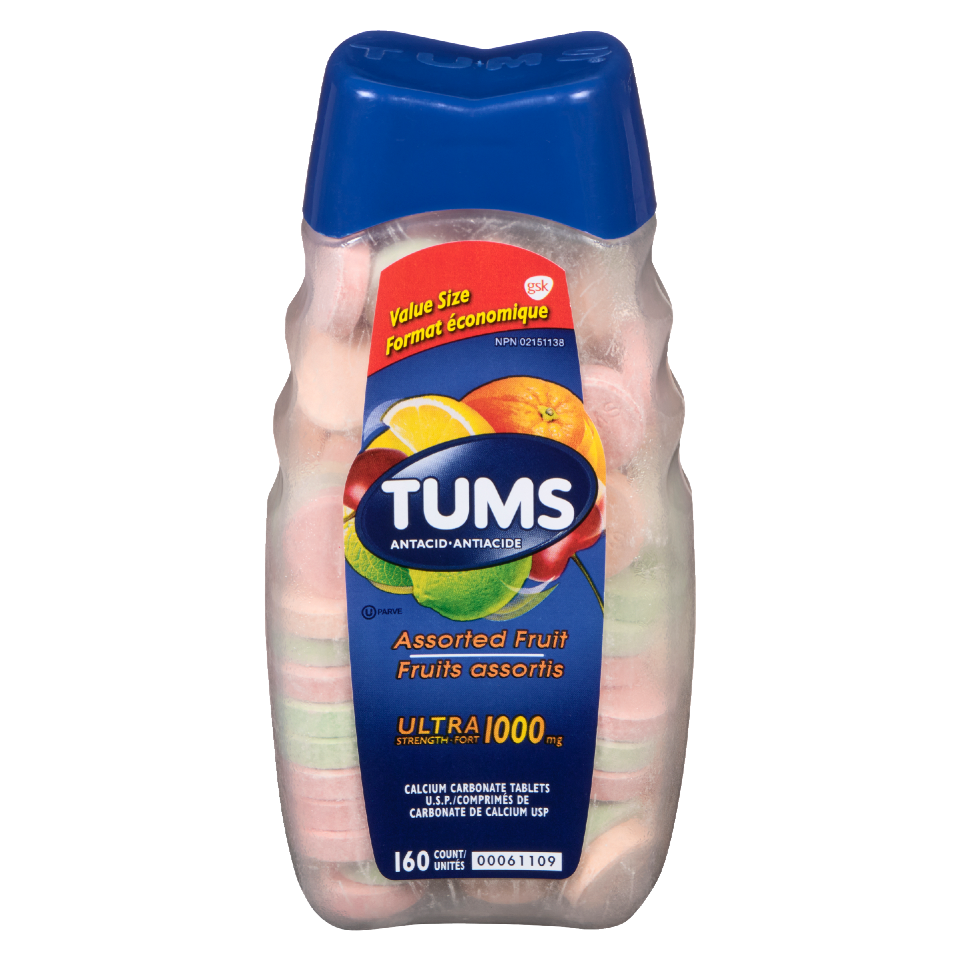 TUMS Antacid Assorted Fruit Ultra Strength 1000 mg Value Size 160 Count
