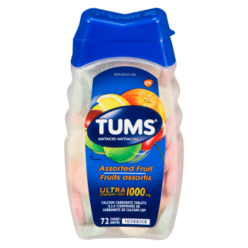 Tums Calcium Carbonate Tablets U.S.P. Assorted Fruit Ultra Strength 1000 mg 72 Count