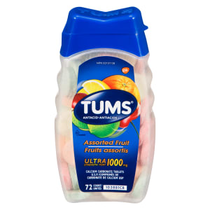 Tums Calcium Carbonate Tablets U.S.P. Assorted Fruit Ultra Strength 1000 mg 72 Count
