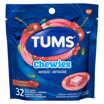Tums Chewies Very Cherry Antacid 32 Soft Chews