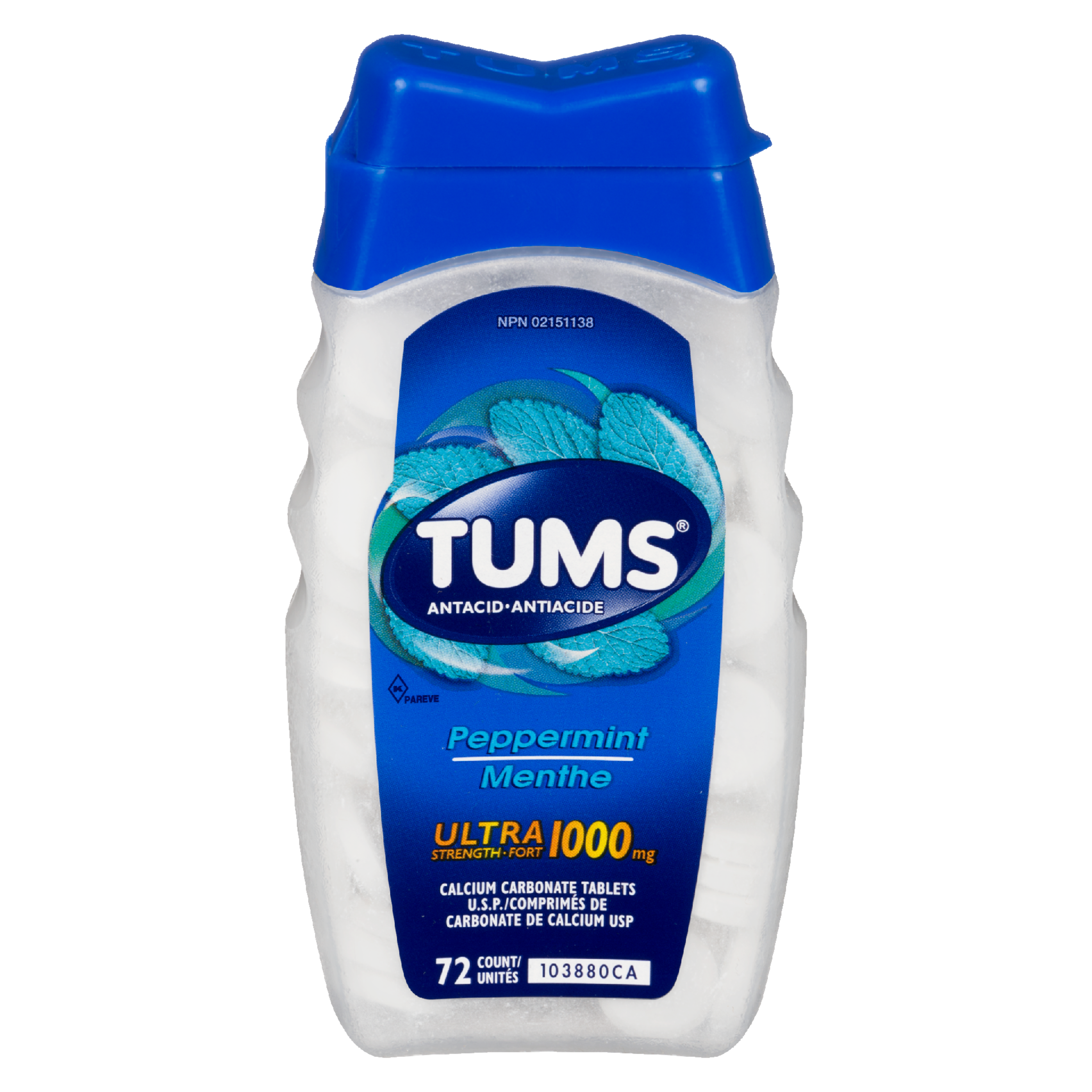 Tums Peppermint Ultra Strength 1000 mg Antacid 72 Count