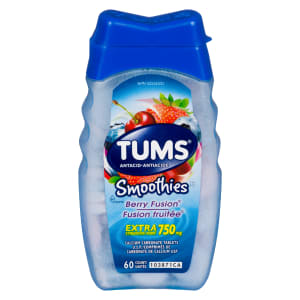 Tums Smoothies Berry Fusion Extra Strength 750 mg Antacid 60 Count