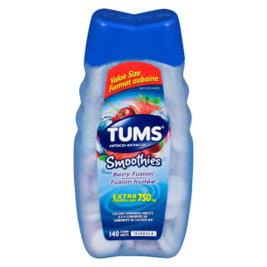 Tums Smoothies Berry Fusion Extra Strength 750 mg Antacid Value Size 140 Count
