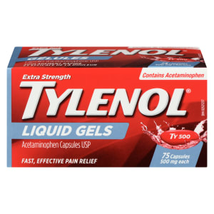 TYLENOL Acetaminophen Capsules USP Liquid Gels Extra Strength 500 mg Each 75 Capsules