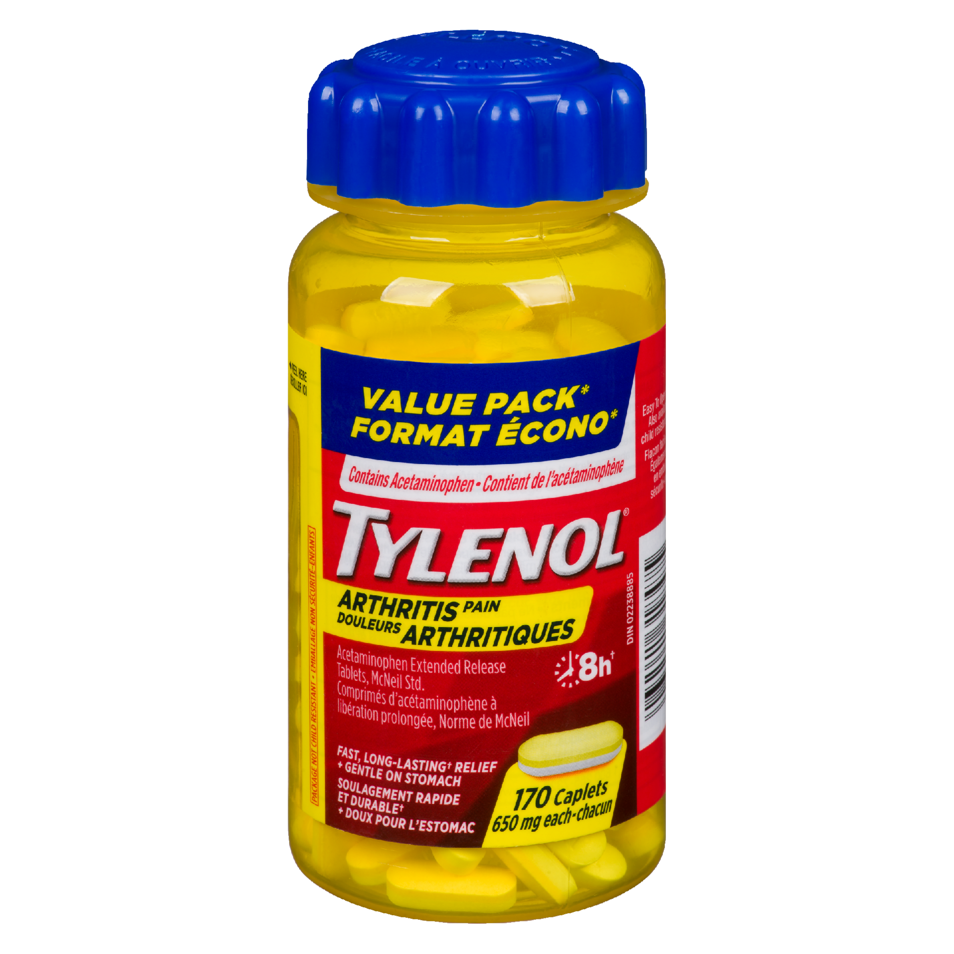 Tylenol Acetaminophen Extended Release Tablets, McNeil Std. 650 mg Each Arthritis Pain Value Pack 170 Caplets