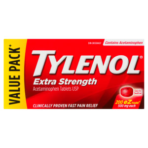 Tylenol Acetaminophen Tablets USP 500 mg Each Extra Strength Value Pack 200 eZtabs
