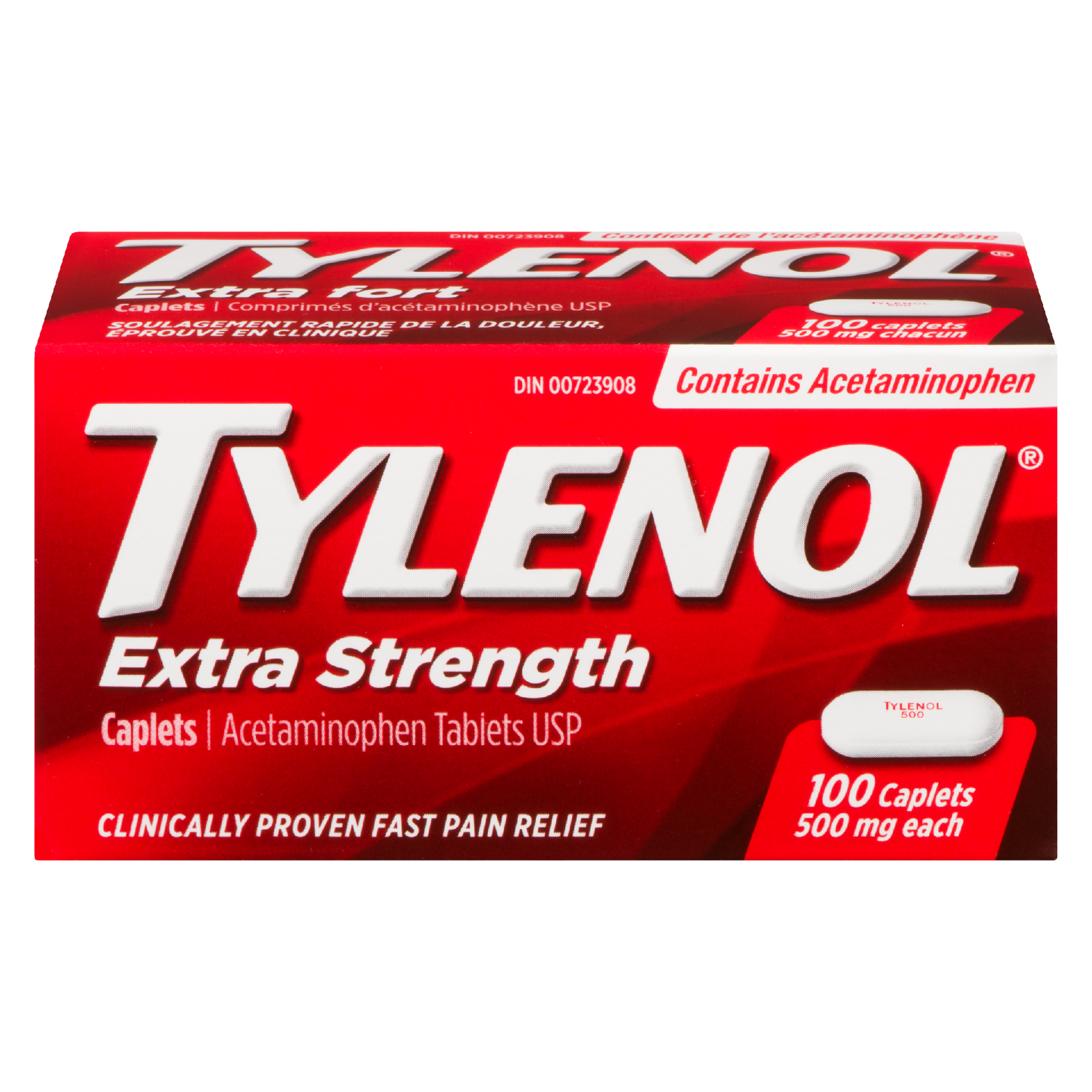 Tylenol Acetaminophen Tablets USP Extra Strength 500 mg Each 100 Caplets