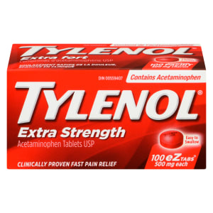Tylenol Acetaminophen Tablets USP Extra Strength 500 mg Each 100 eZtabs