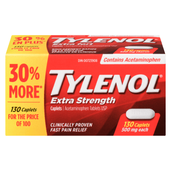 TYLENOL Acetaminophen Tablets USP Extra Strength 500 mg Each 130 Caplets
