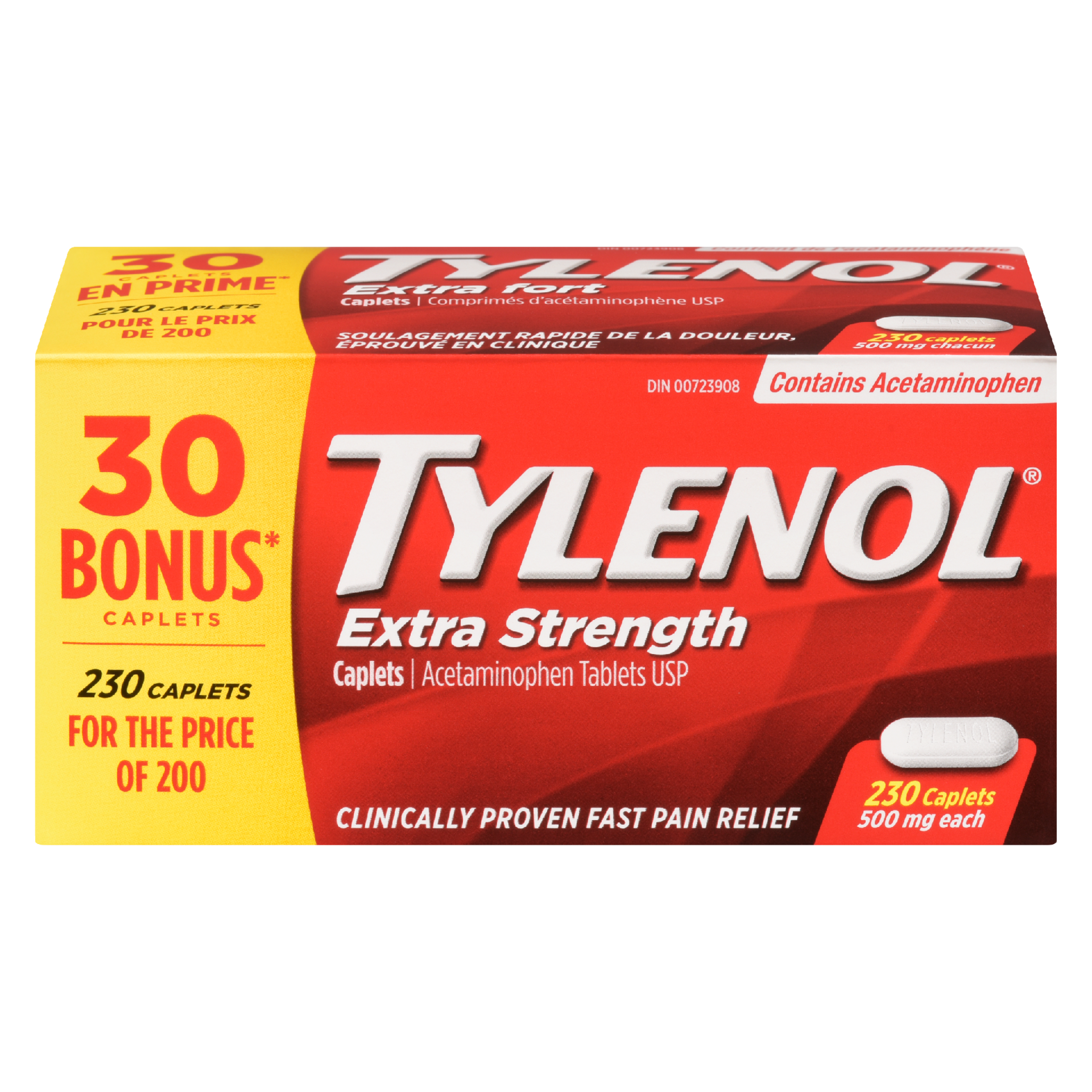 Tylenol Acetaminophen Tablets USP Extra Strength 500 mg Each 230 Caplets