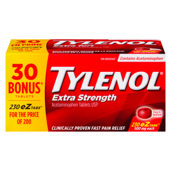 Tylenol Acetaminophen Tablets USP Extra Strength 500 mg Each 230 eZtabs