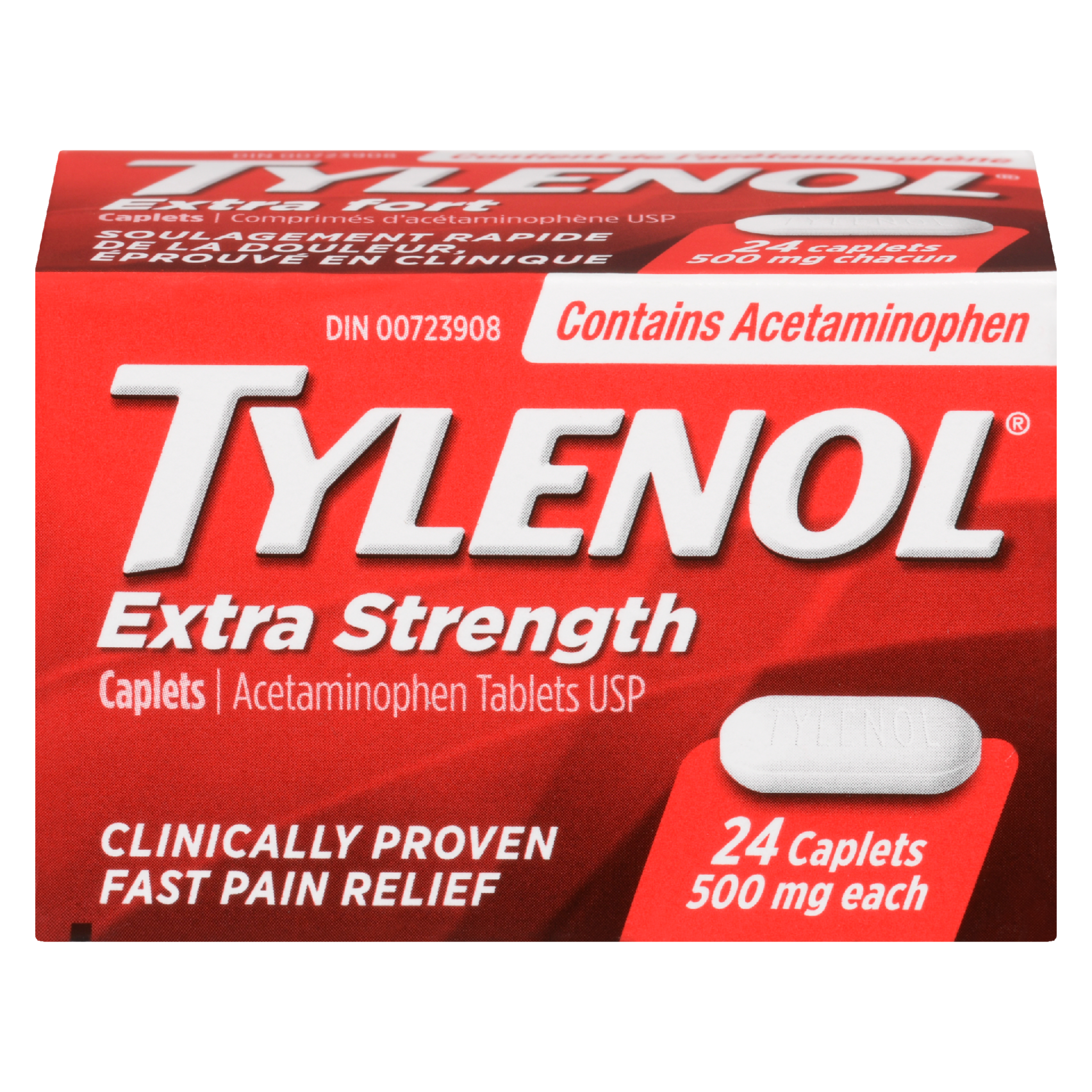 TYLENOL Acetaminophen Tablets USP Extra Strength 500 mg Each 24 Caplets