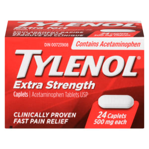 TYLENOL Acetaminophen Tablets USP Extra Strength 500 mg Each 24 Caplets